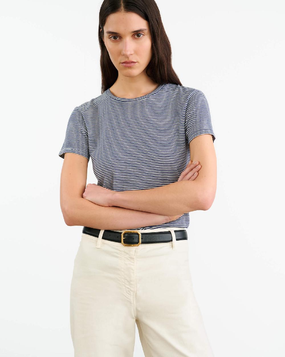 Nili Lotan LANA TEE IVORY/NAVY STRIPE