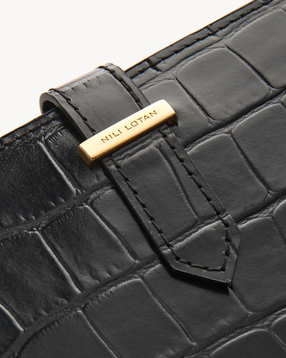 Nili Lotan LE CATHERINE WALLET BLACK AND GOLD
