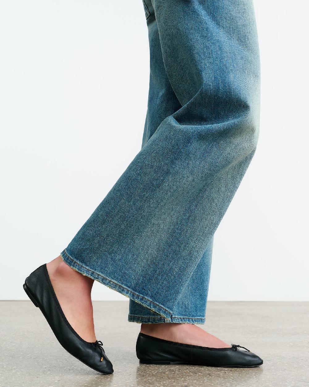 Nili Lotan LEATHER BALLET FLAT BLACK