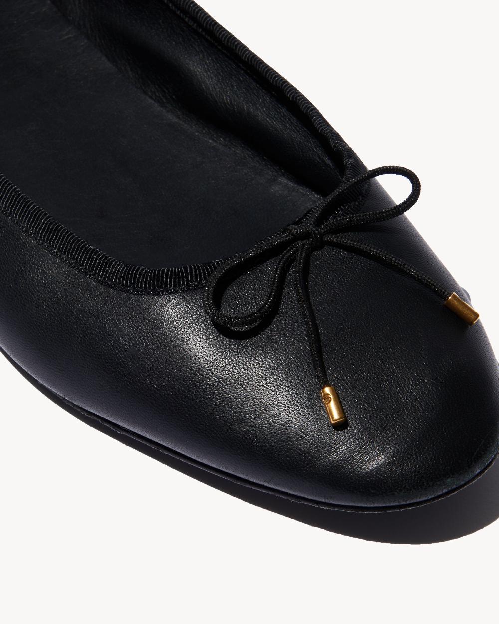 Nili Lotan LEATHER BALLET FLAT BLACK