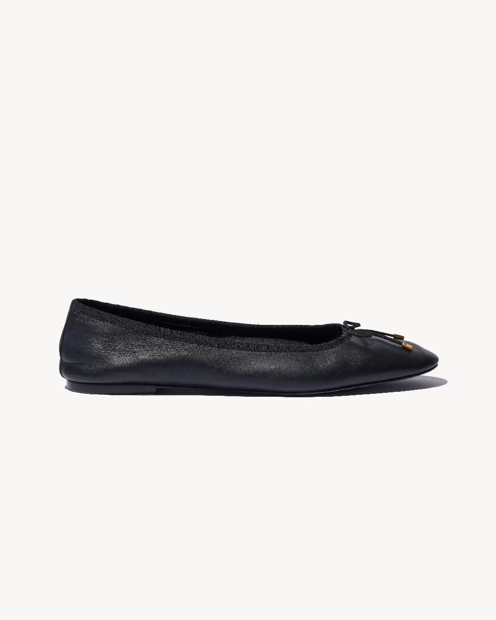 Nili Lotan LEATHER BALLET FLAT BLACK