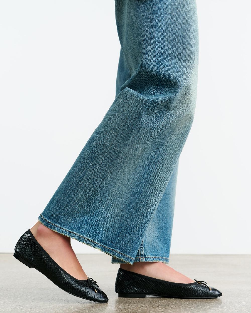 Nili Lotan LEATHER BALLET FLAT BLACK