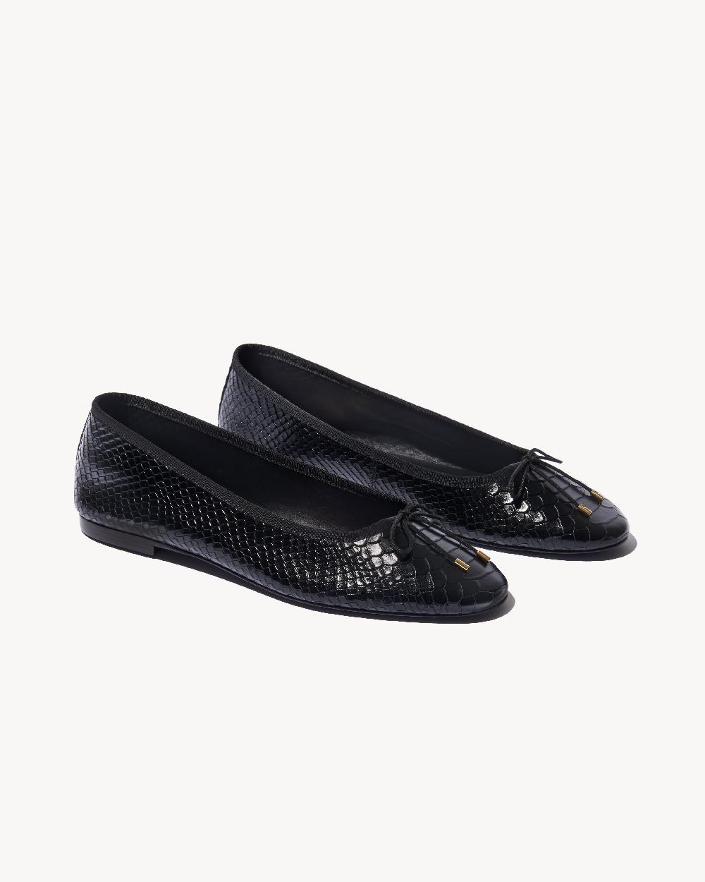 nili lotan LEATHER BALLET FLAT BLACK