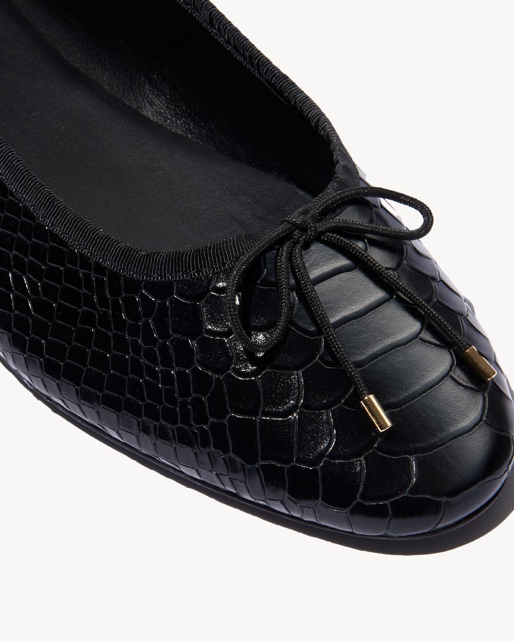 Nili Lotan LEATHER BALLET FLAT BLACK