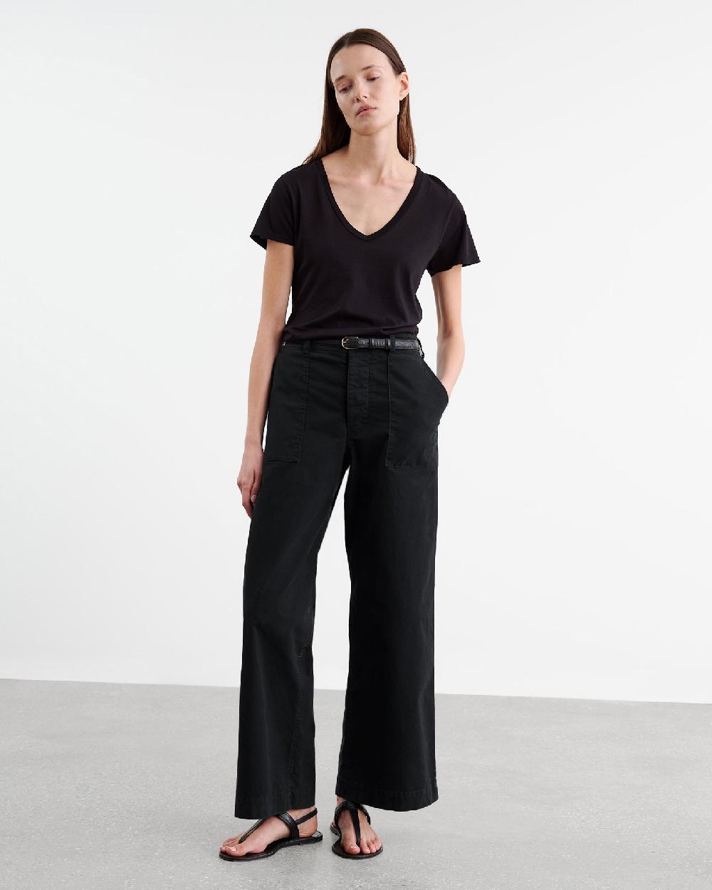 Nili Lotan LEON COTTON BOY PANT CARBON
