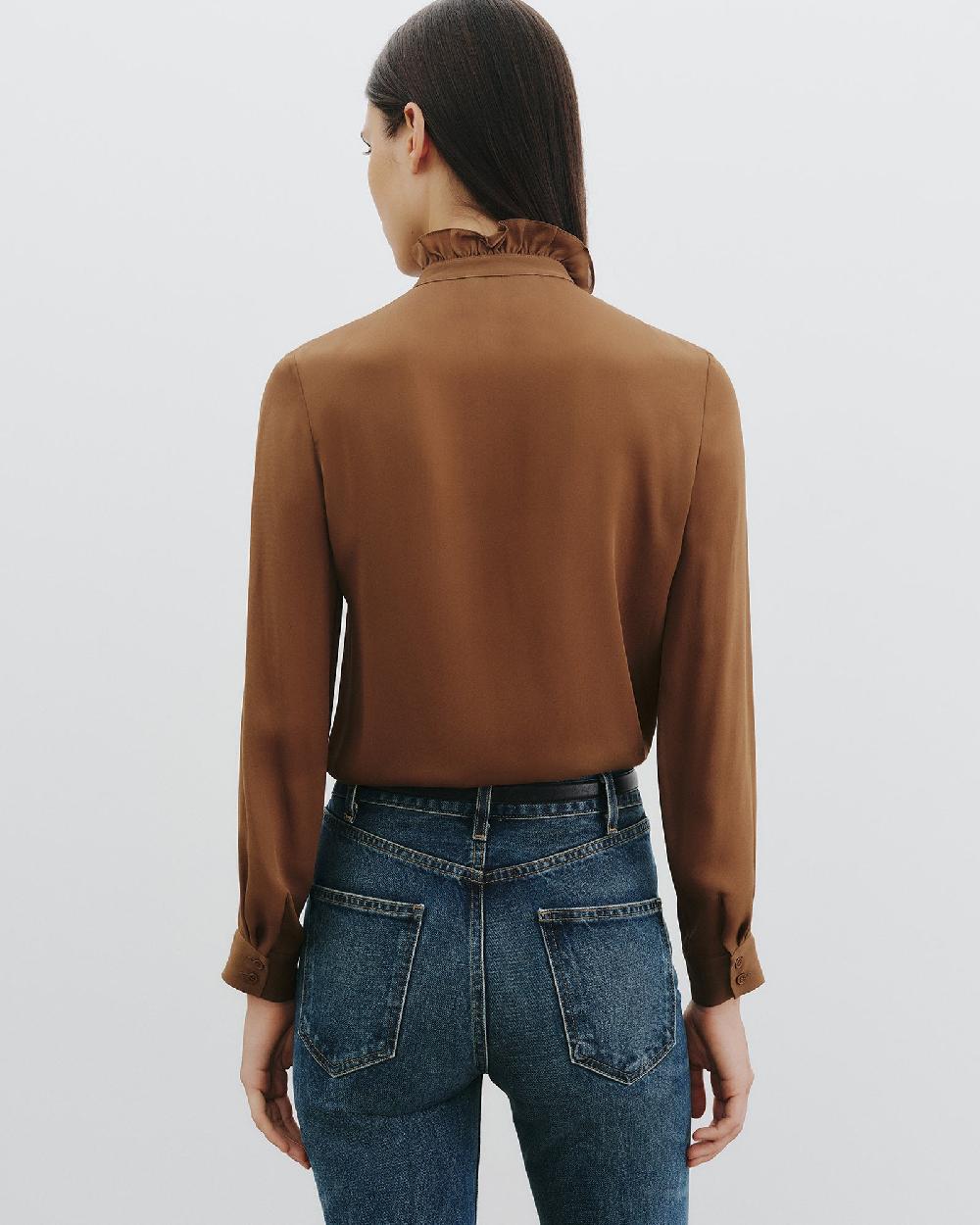 Nili Lotan LILY SILK BLOUSE COGNAC