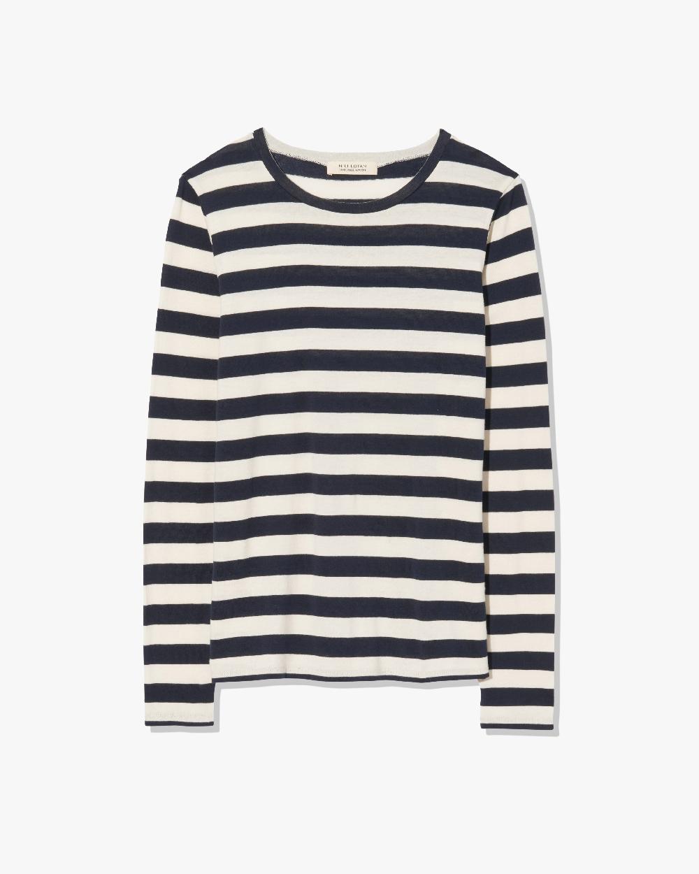nili lotan LONG SLEEVE SHIRT NAVY/IVORY STRIPE