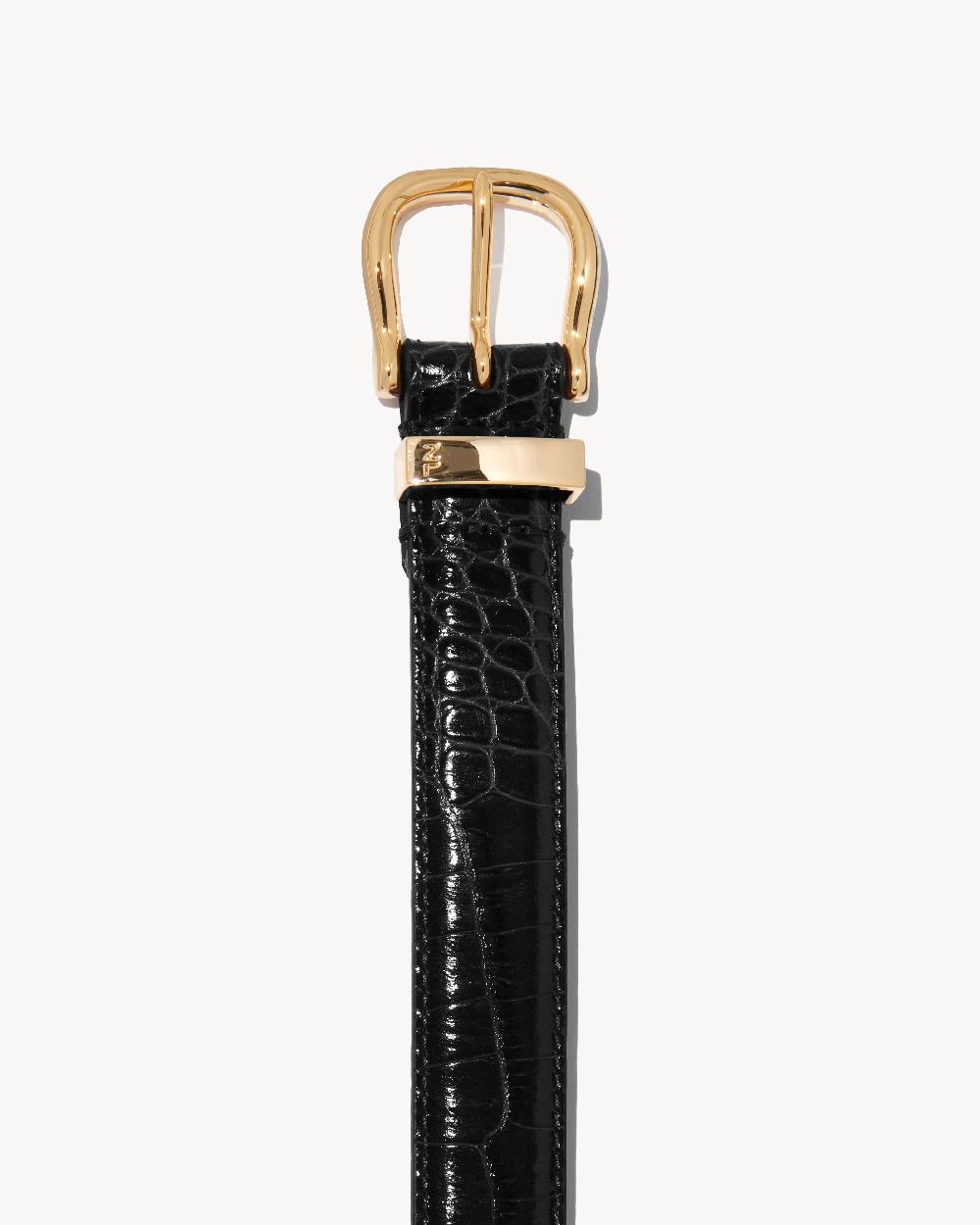Nili Lotan LOUISE BELT BLACK W/SHINY BRASS BUCKLE