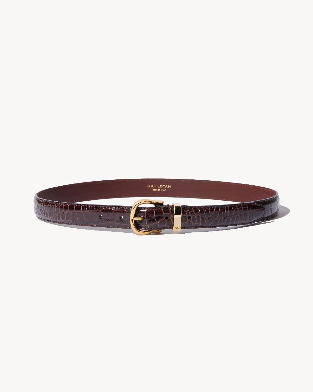 Nili Lotan LOUISE BELT BLACK W/SHINY BRASS BUCKLE