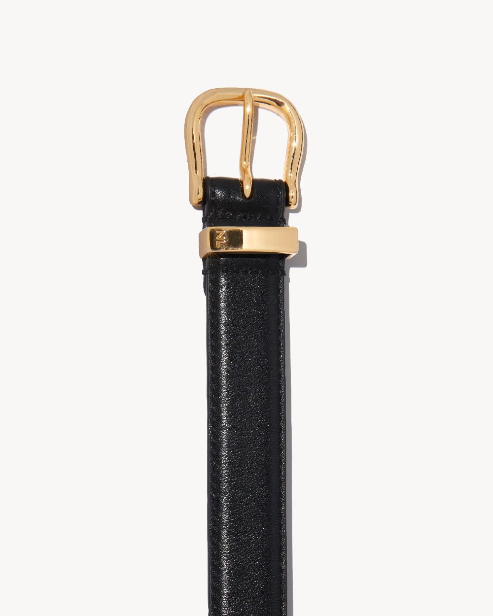 Nili Lotan LOUISE BELT BLACK W/SHINY BRASS BUCKLE
