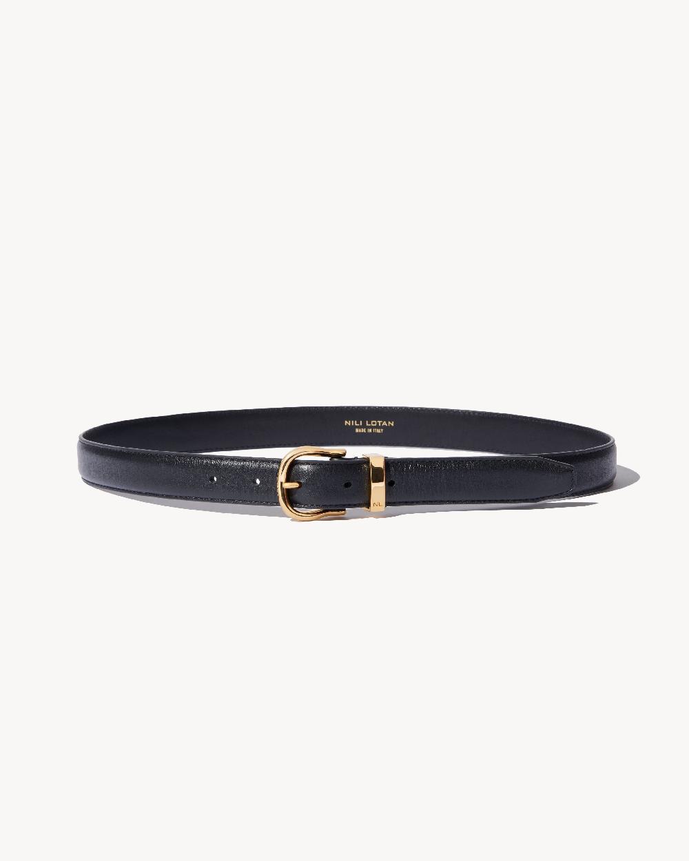 nili lotan LOUISE BELT BLACK W/SHINY BRASS BUCKLE