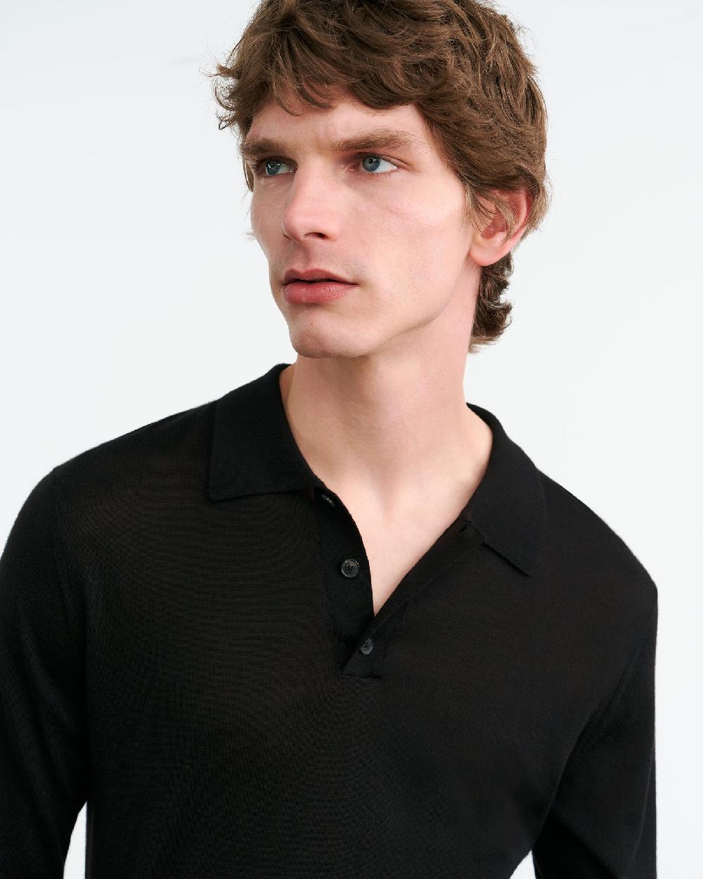Nili Lotan LUDO POLO SWEATER BLACK