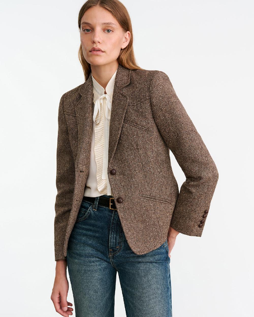 Nili Lotan LYON JACKET BROWN DONEGAL