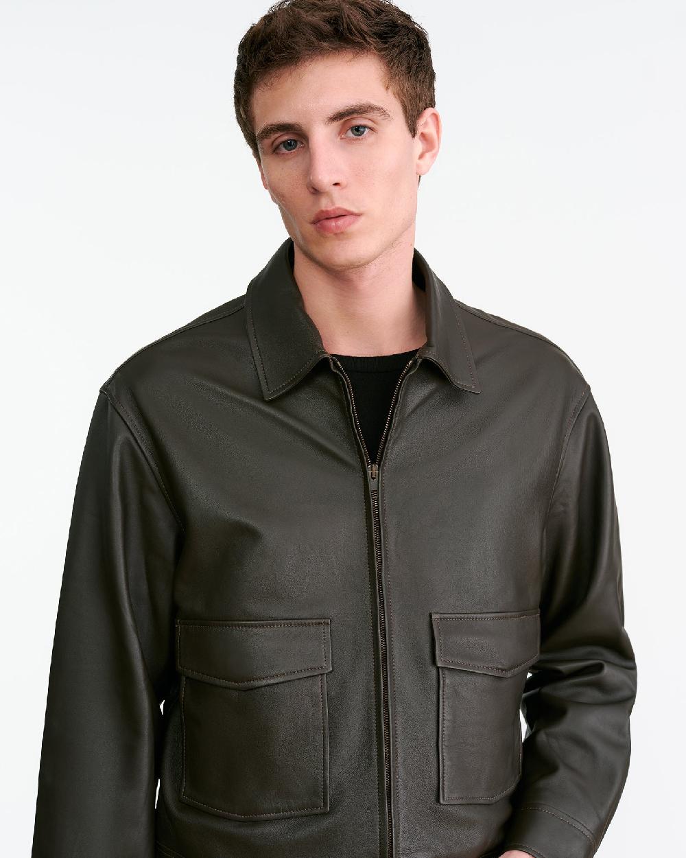 Nili Lotan MAJORCA LEATHER JACKET DARK MOSS