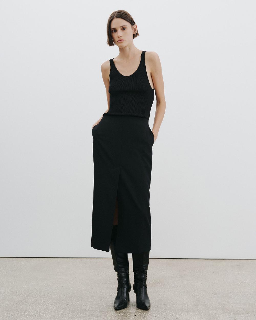 Nili Lotan MARIHA WOOL SKIRT BLACK