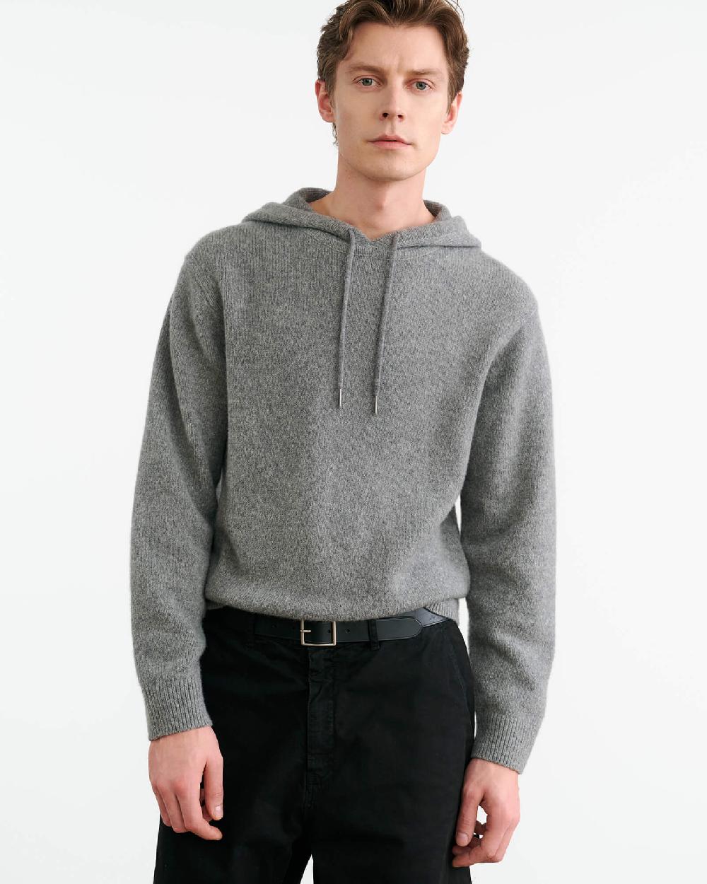 Nili Lotan MARLON KNIT HOODIE GREY MELANGE