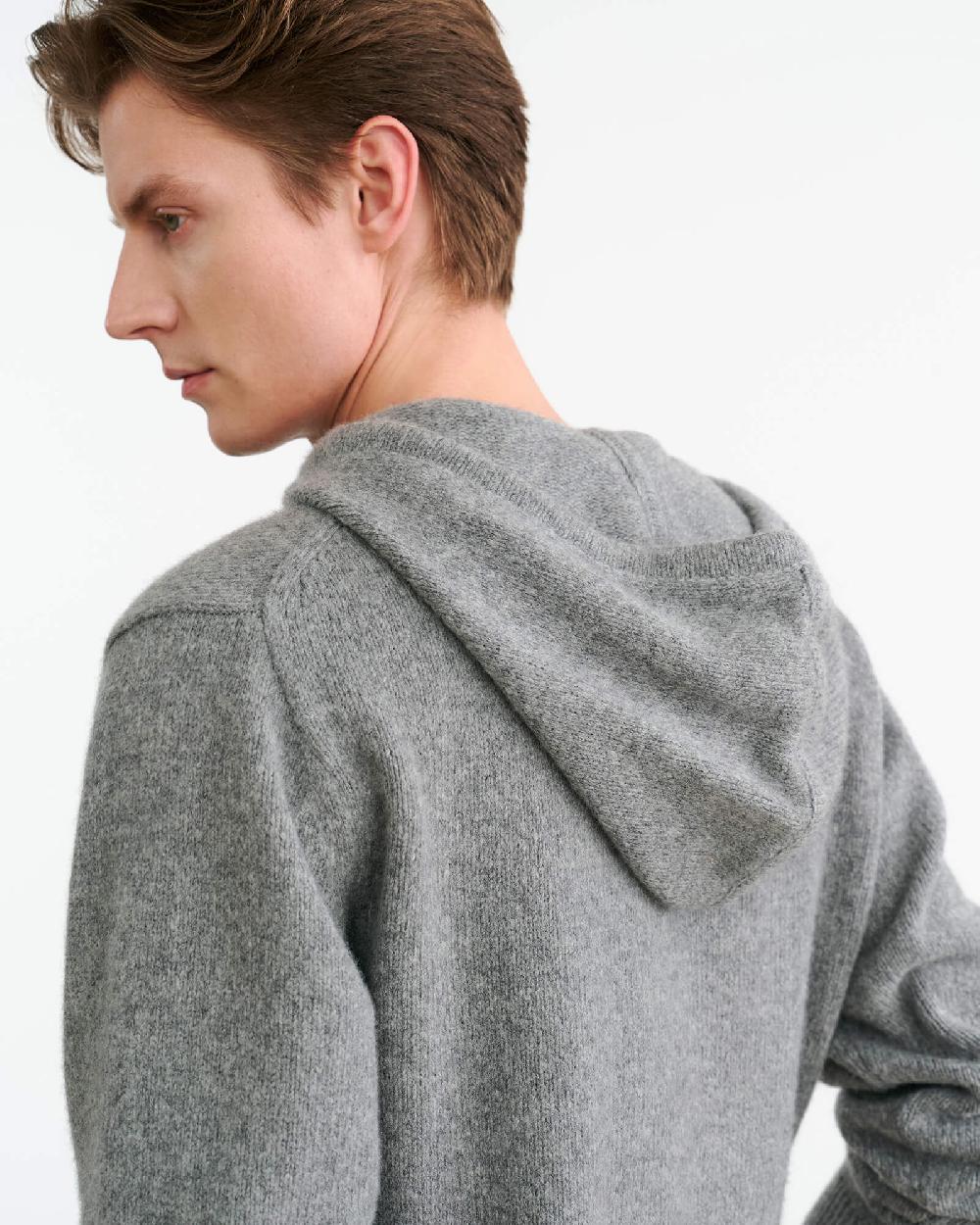 Nili Lotan MARLON KNIT HOODIE GREY MELANGE