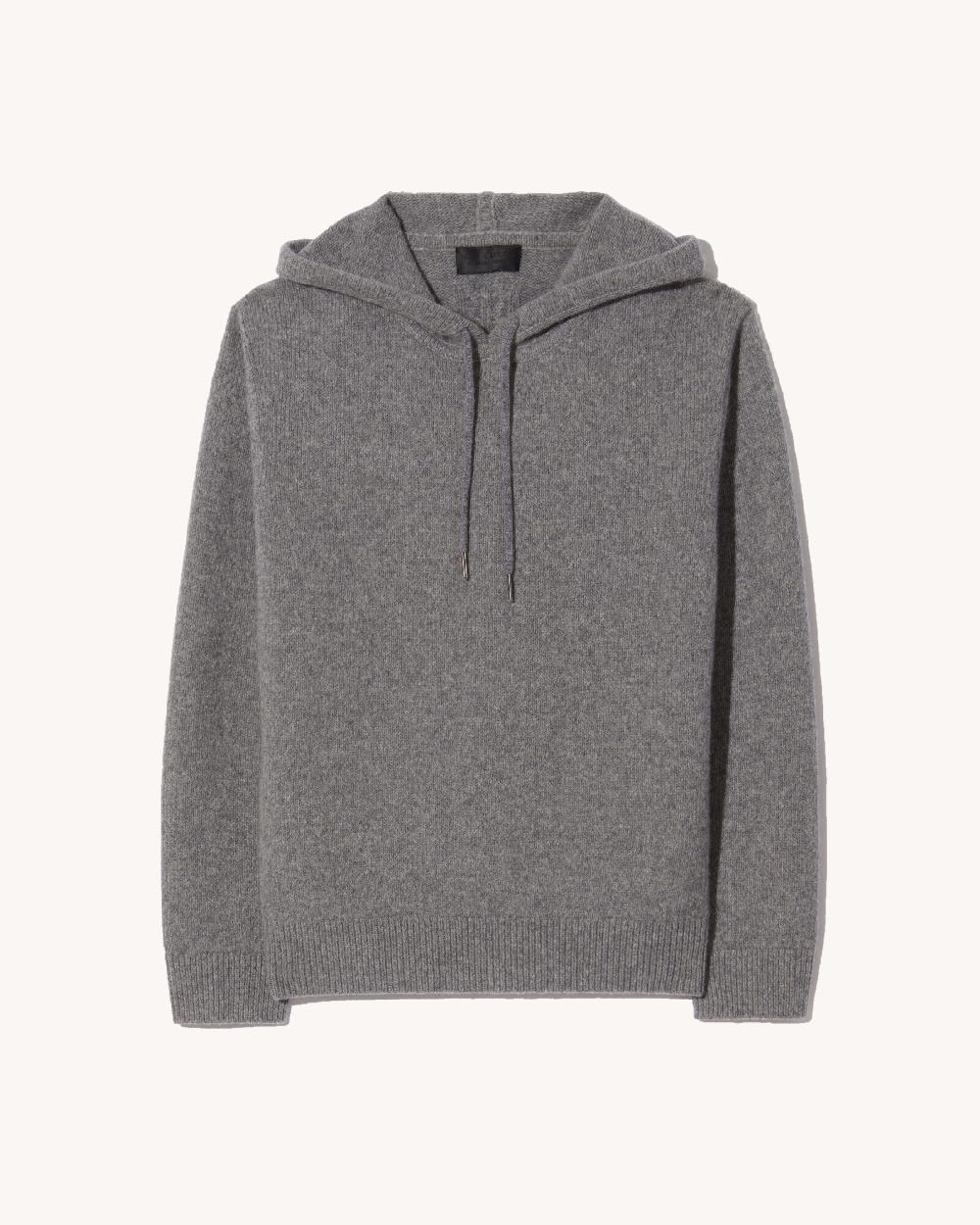 nili lotan MARLON KNIT HOODIE GREY MELANGE