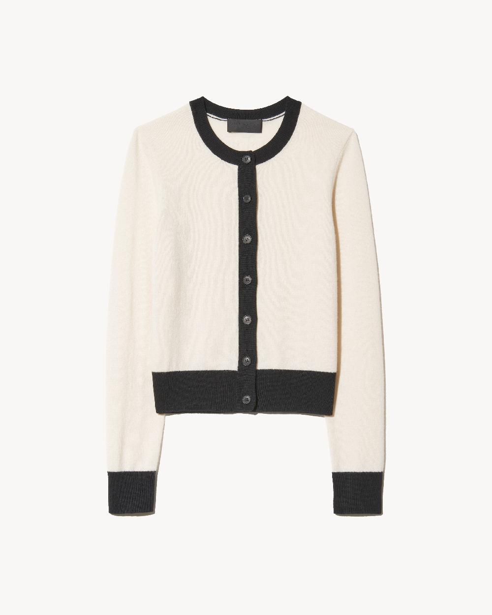 nili lotan MEADOW CASHMERE CARDIGAN IVORY/BLACK