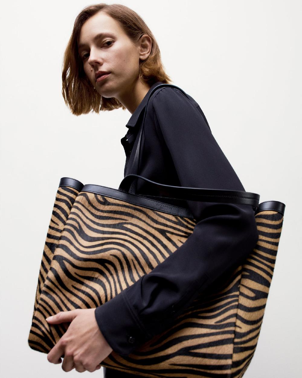 Nili Lotan MEDIUM LOREN BAG KHAKI/BLACK ZEBRA