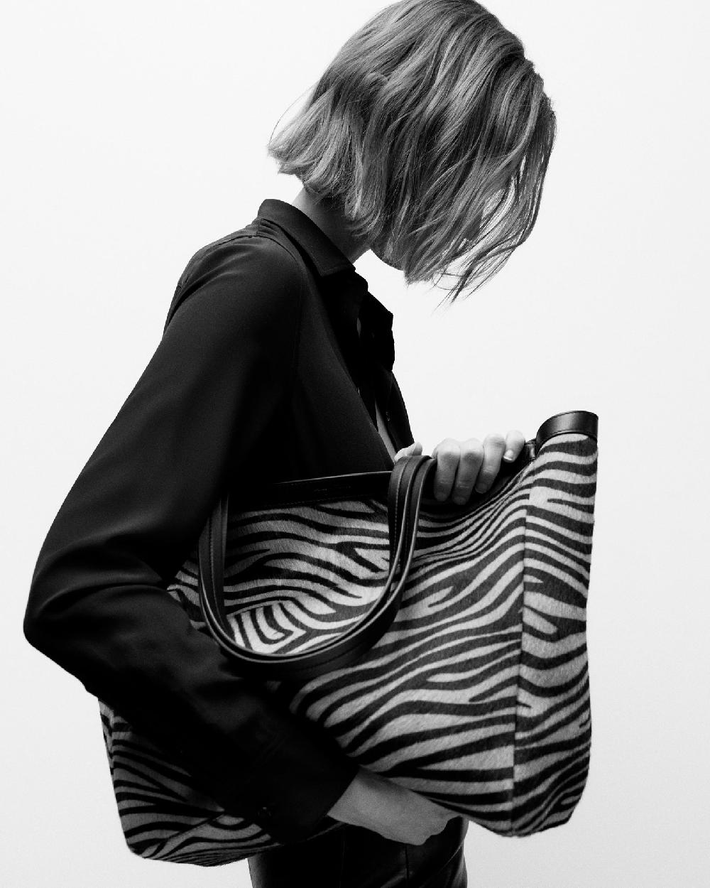 Nili Lotan MEDIUM LOREN BAG KHAKI/BLACK ZEBRA