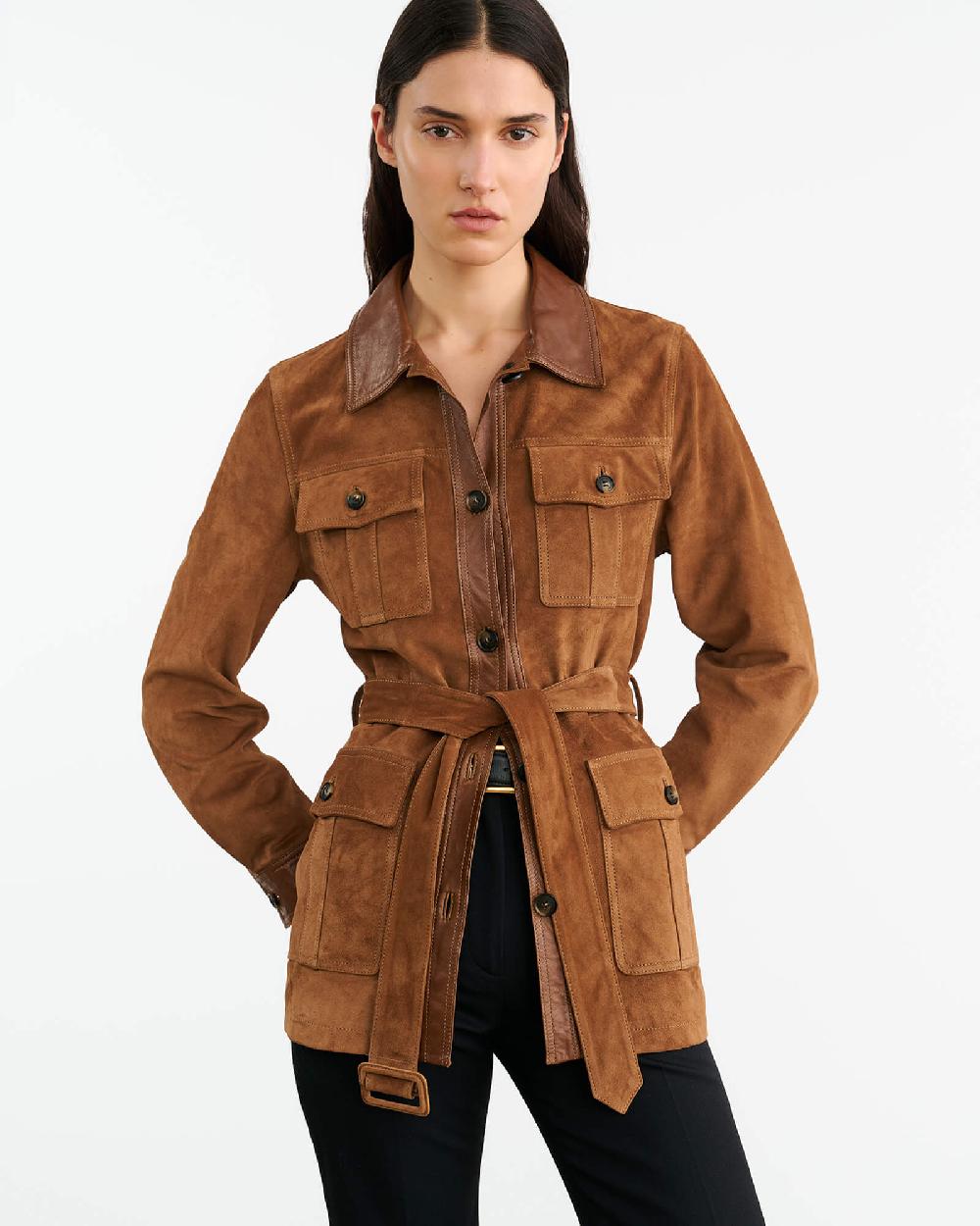 Nili Lotan MILA SUEDE JACKET MARTORA/COGNAC