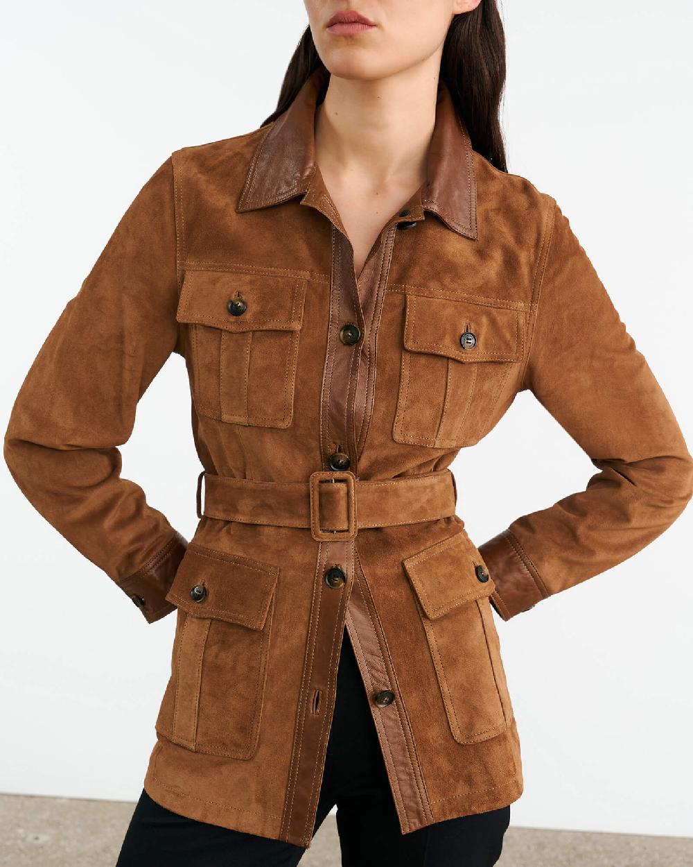 Nili Lotan MILA SUEDE JACKET MARTORA/COGNAC
