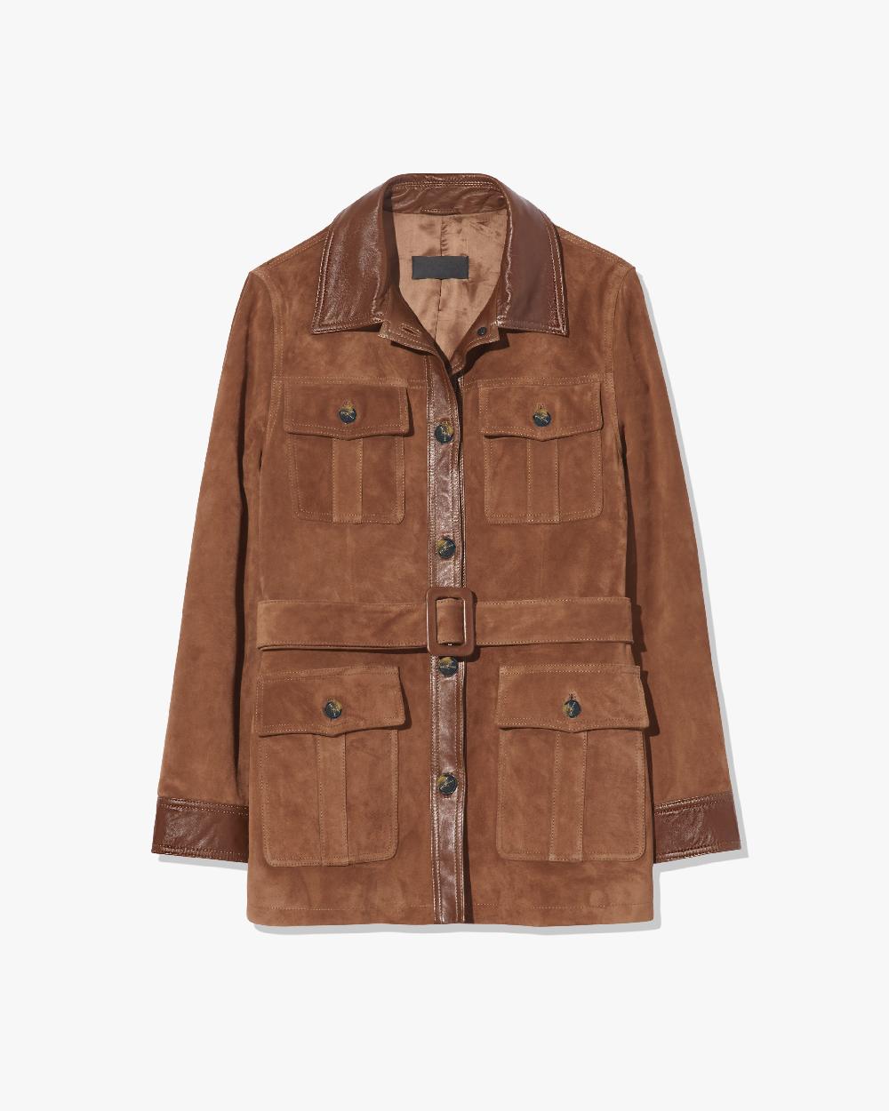 nili lotan MILA SUEDE JACKET MARTORA/COGNAC