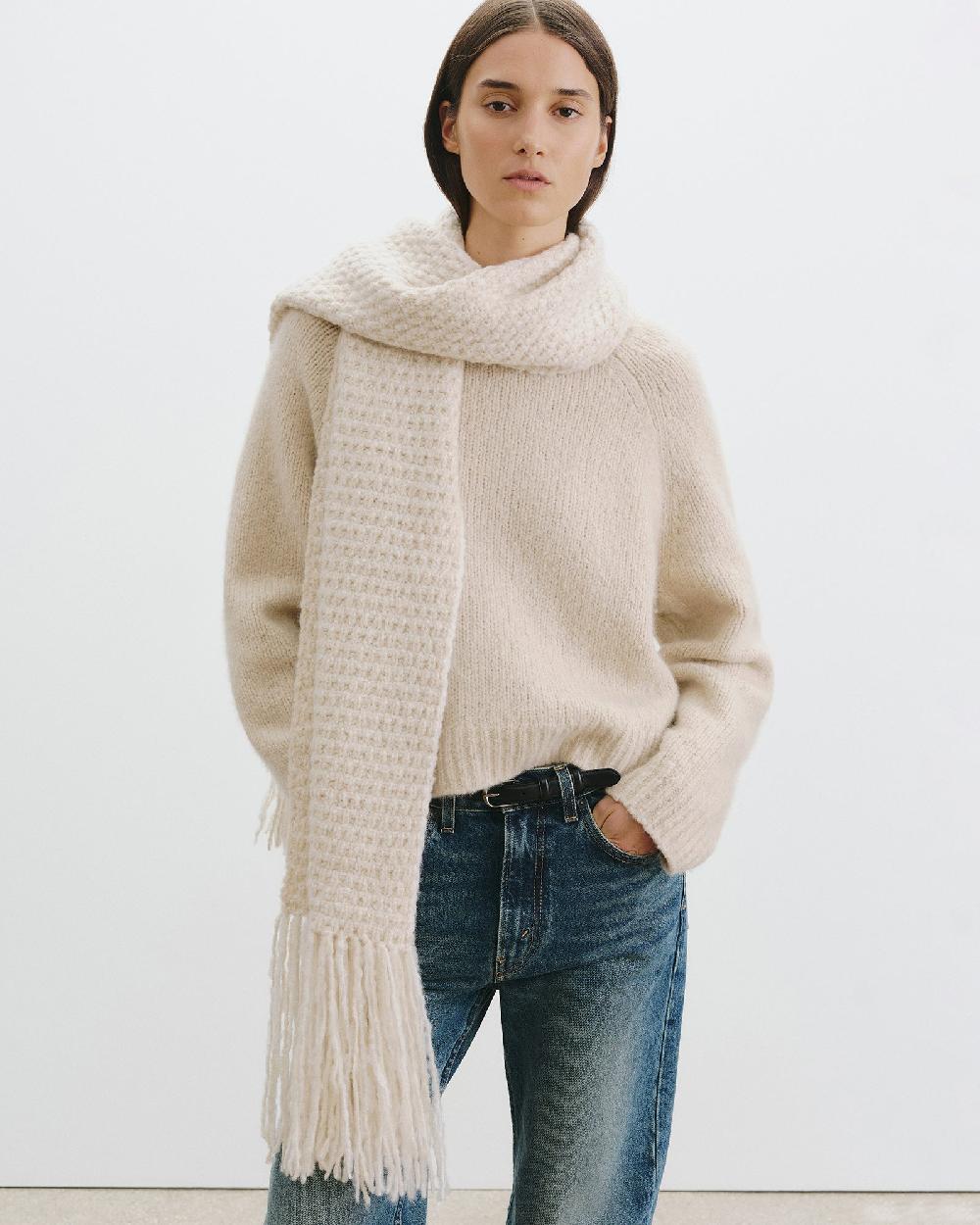 Nili Lotan MORRISSEY SCARF IVORY/BEIGE MOULINE