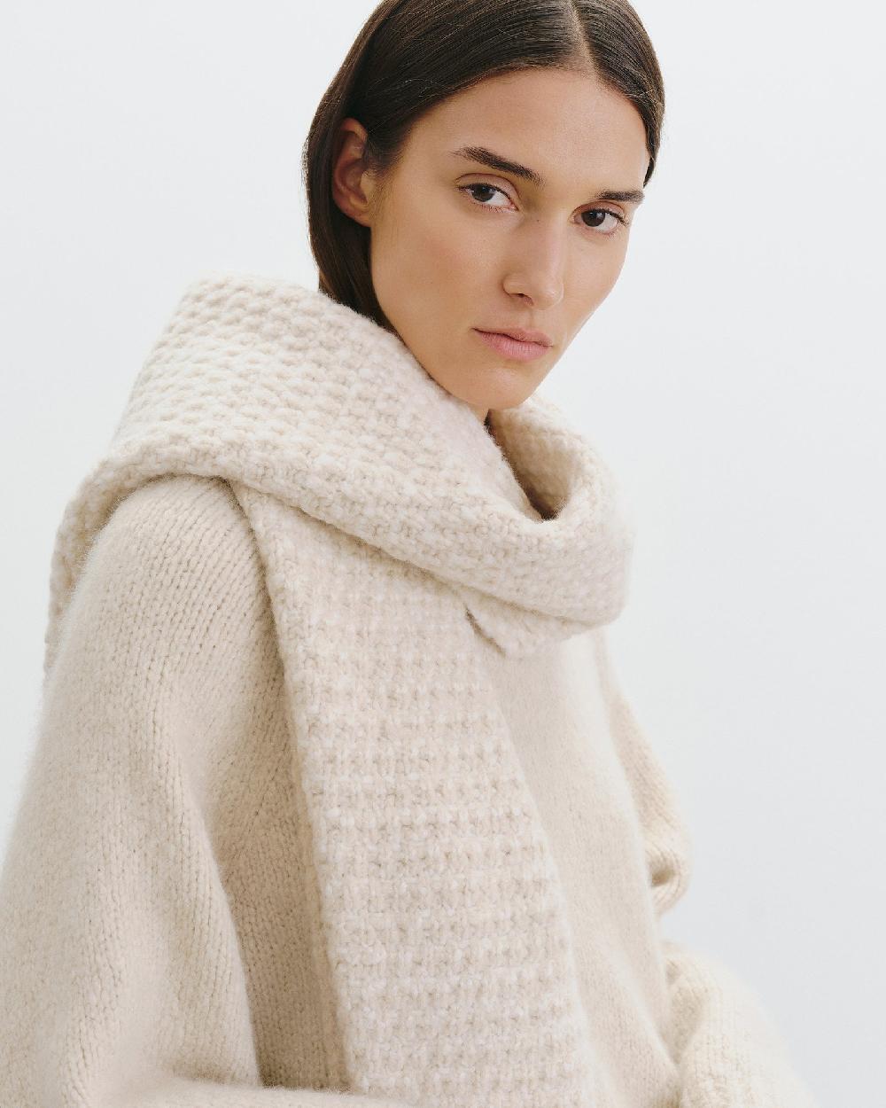 Nili Lotan MORRISSEY SCARF IVORY/BEIGE MOULINE