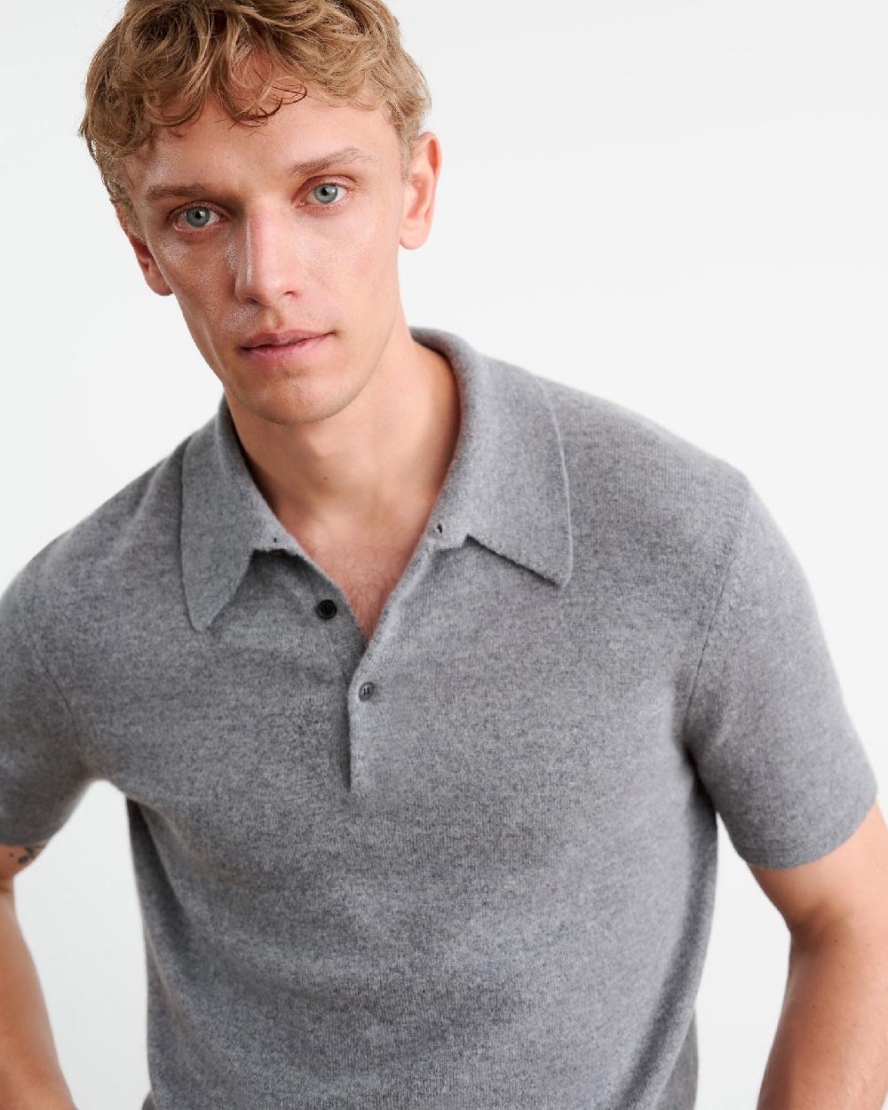 Nili Lotan MYLES CASHMERE POLO MEDIUM GREY MELANGE