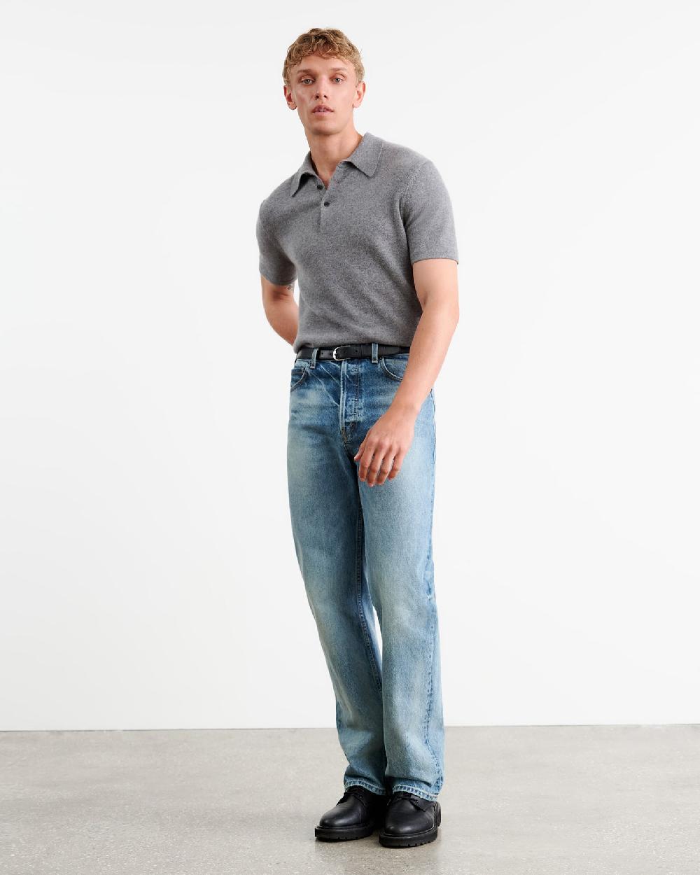 Nili Lotan MYLES CASHMERE POLO MEDIUM GREY MELANGE