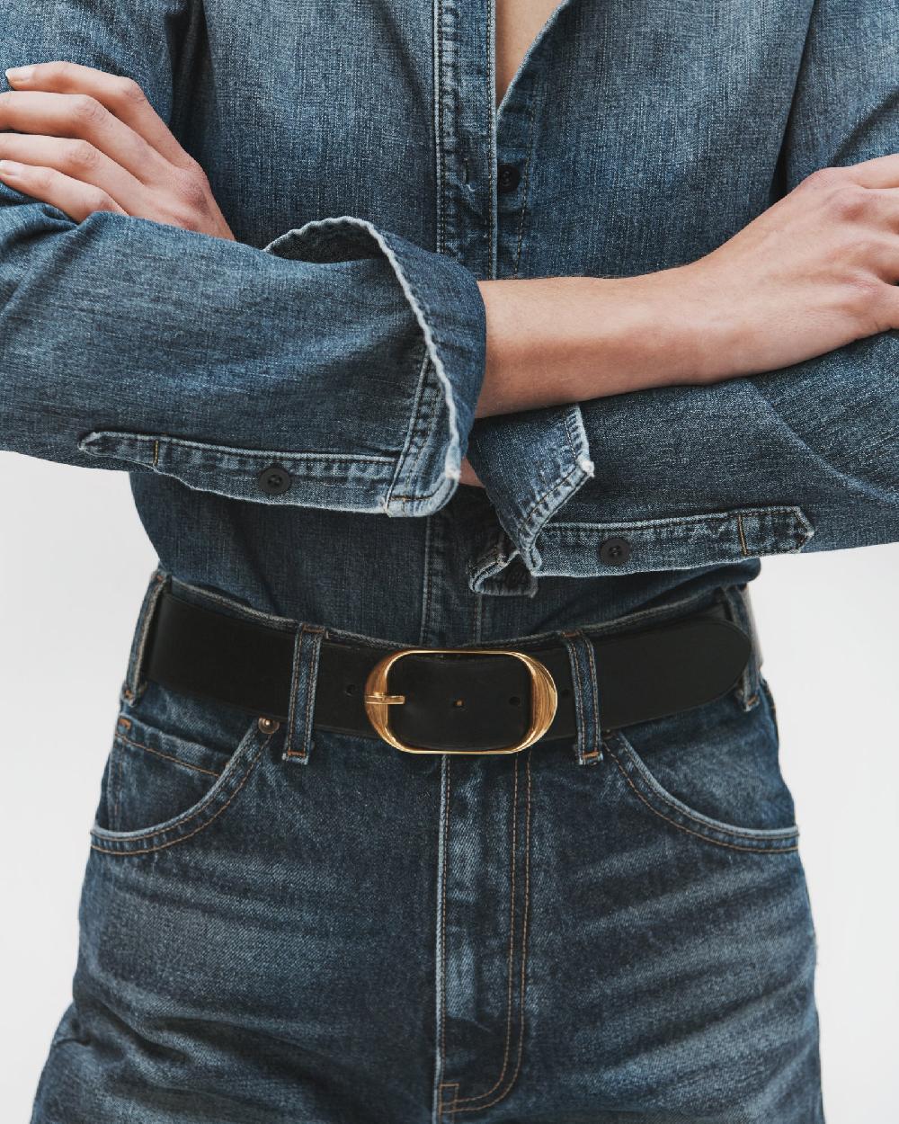 Nili Lotan NILI BELT BLACK W/ANTIQUE BRASS BUCKLE