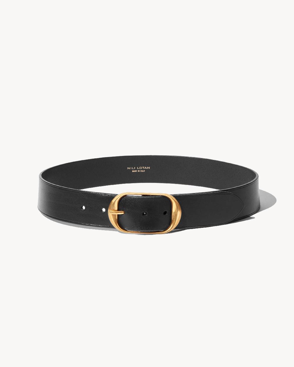 nili lotan NILI BELT BLACK W/ANTIQUE BRASS BUCKLE