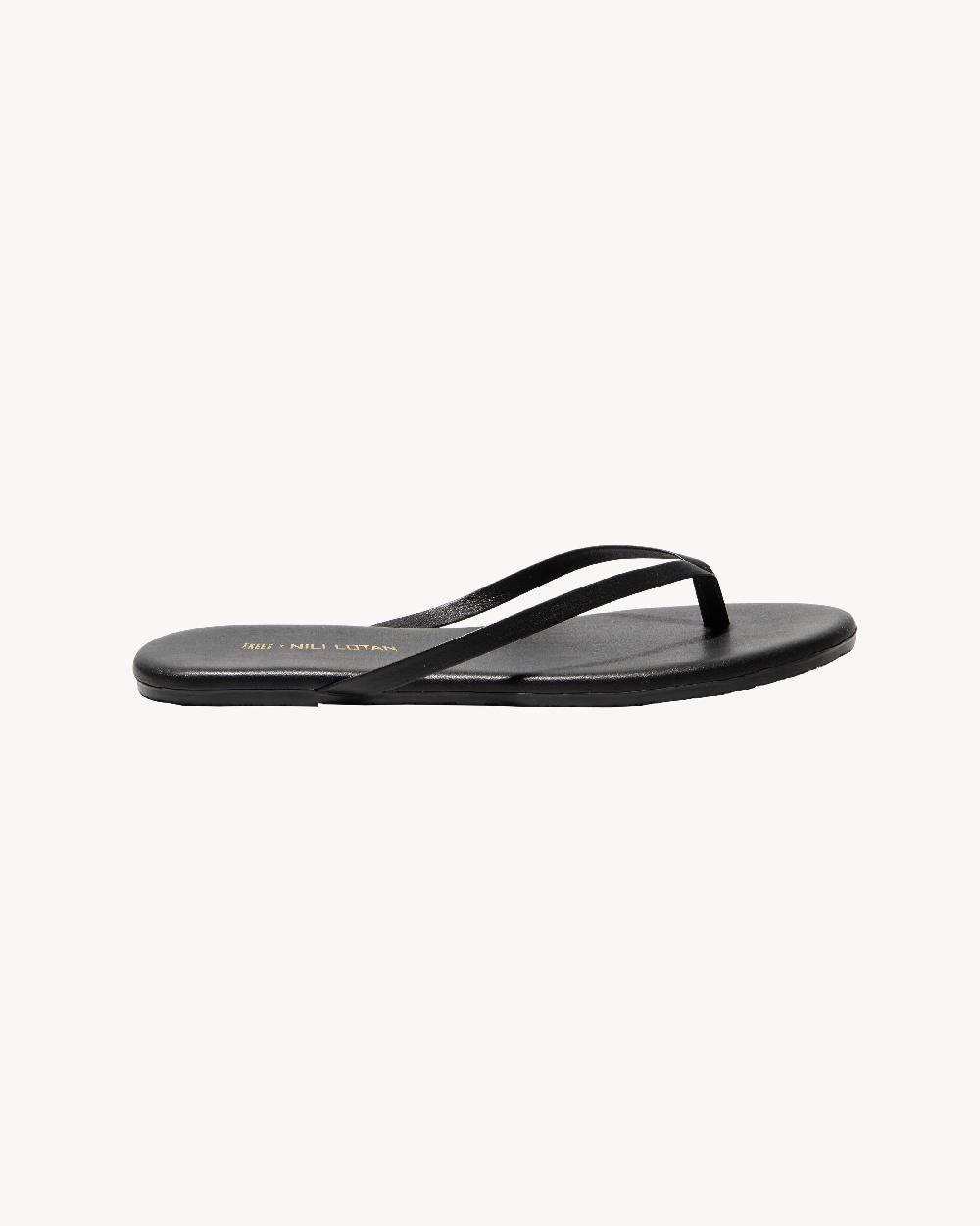 Nili Lotan NL X TKEES LEATHER FLIP FLOP BLACK