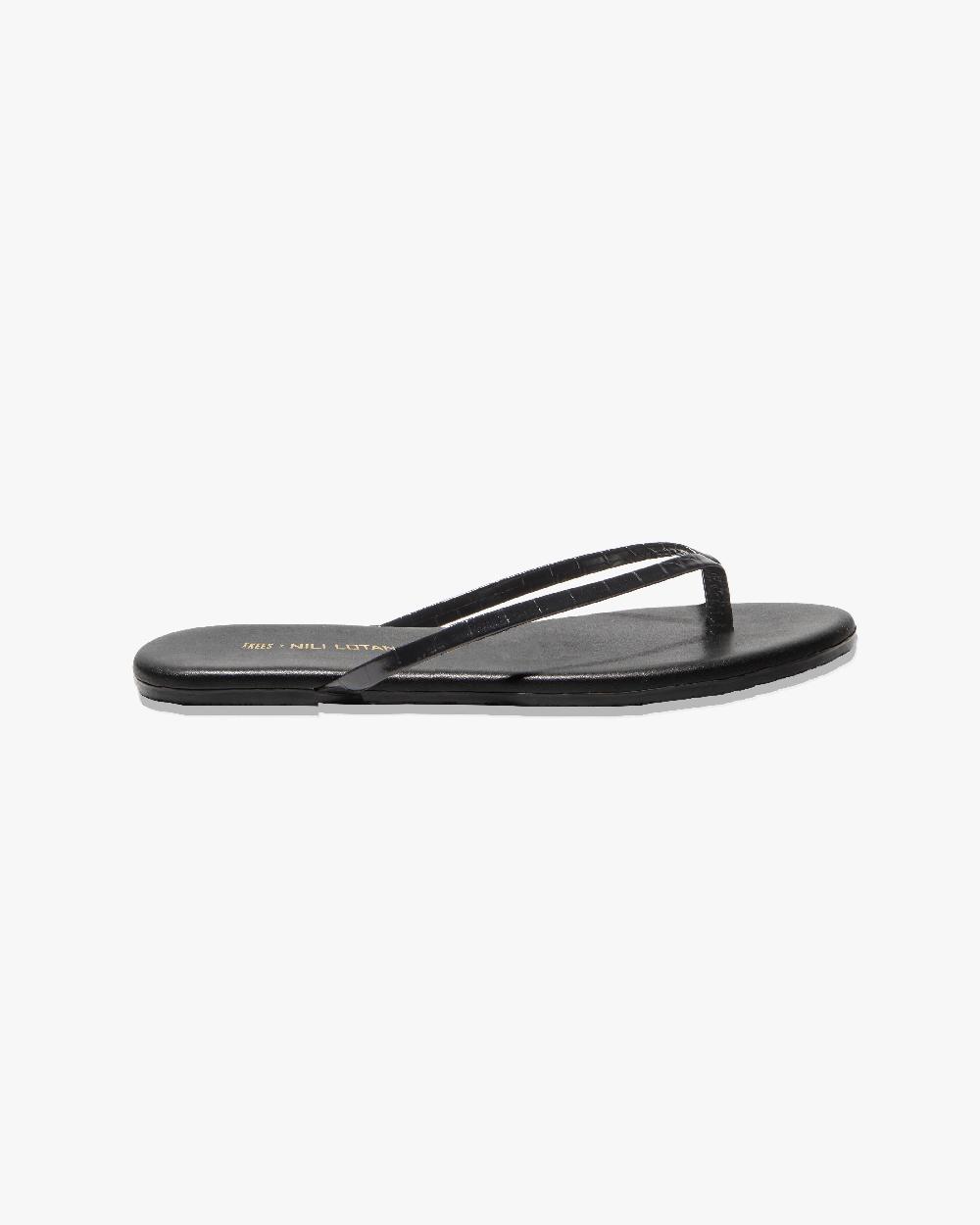 Nili Lotan NL X TKEES LEATHER FLIP FLOP BLACK