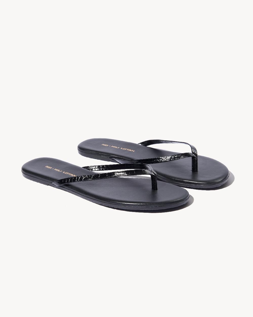 nili lotan NL X TKEES LEATHER FLIP FLOP BLACK