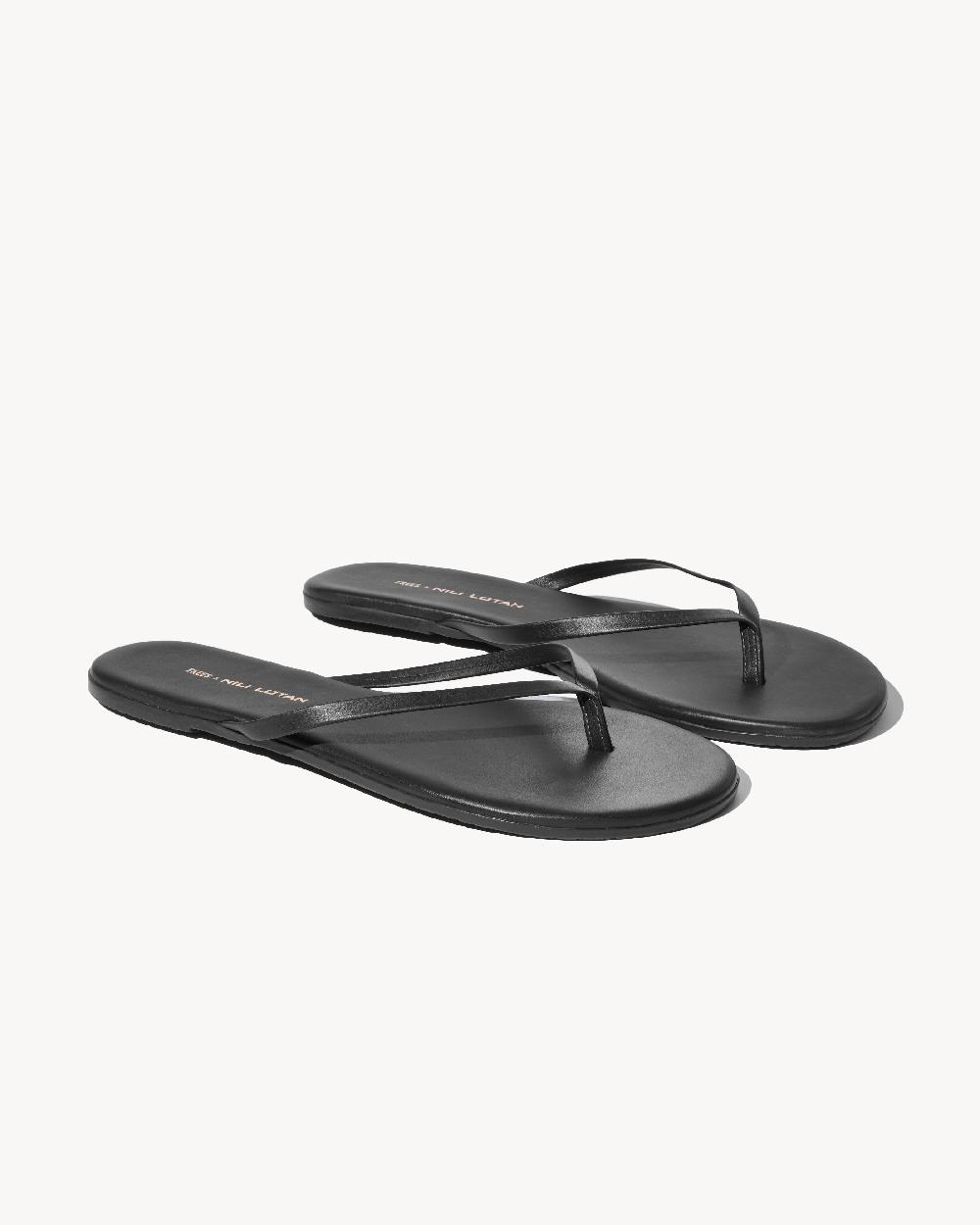 nili lotan NL X TKEES LEATHER FLIP FLOP BLACK