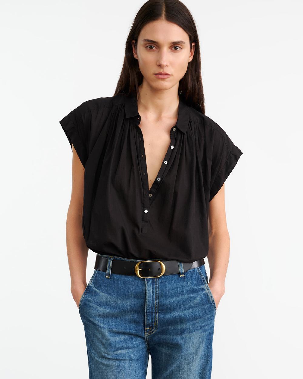 Nili Lotan NORMANDY BLOUSE CHOCOLATE BROWN