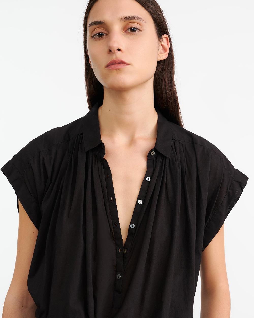 Nili Lotan NORMANDY BLOUSE CHOCOLATE BROWN