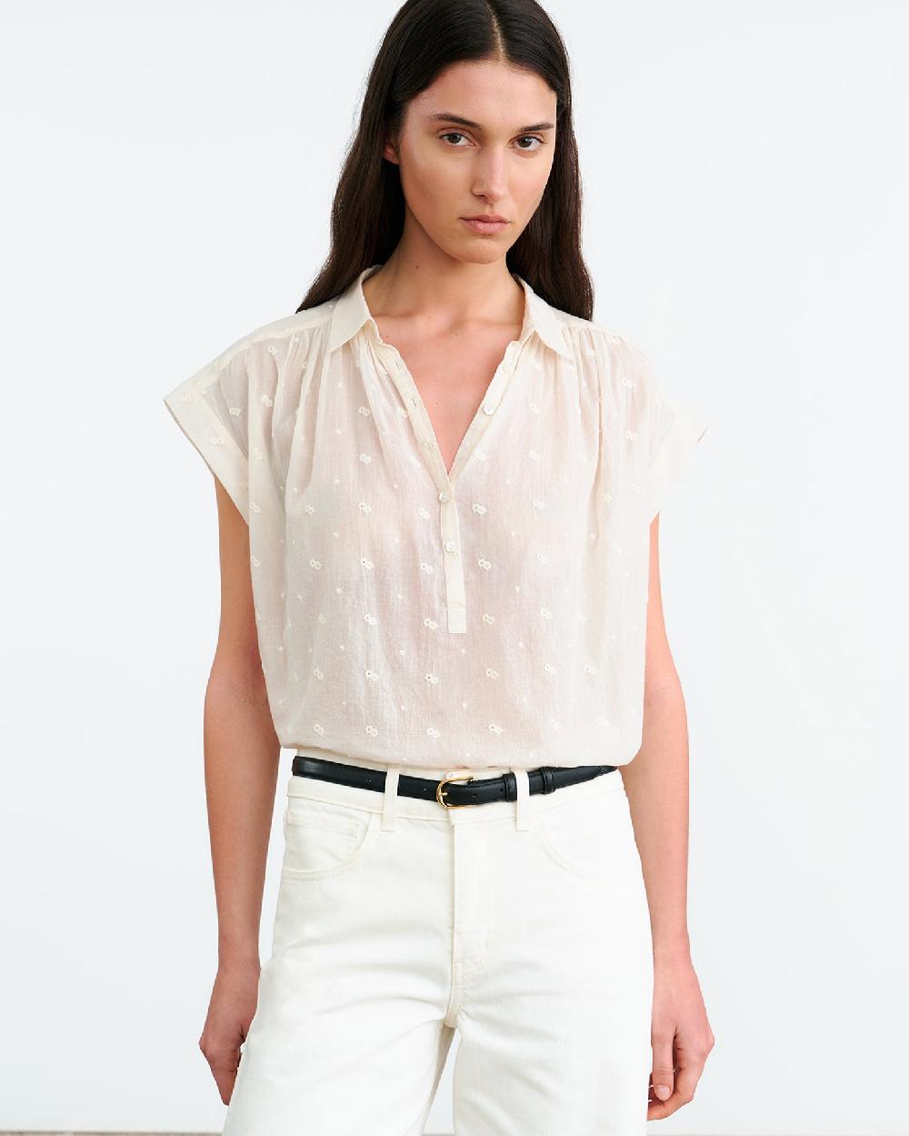 Nili Lotan NORMANDY BLOUSE IVORY