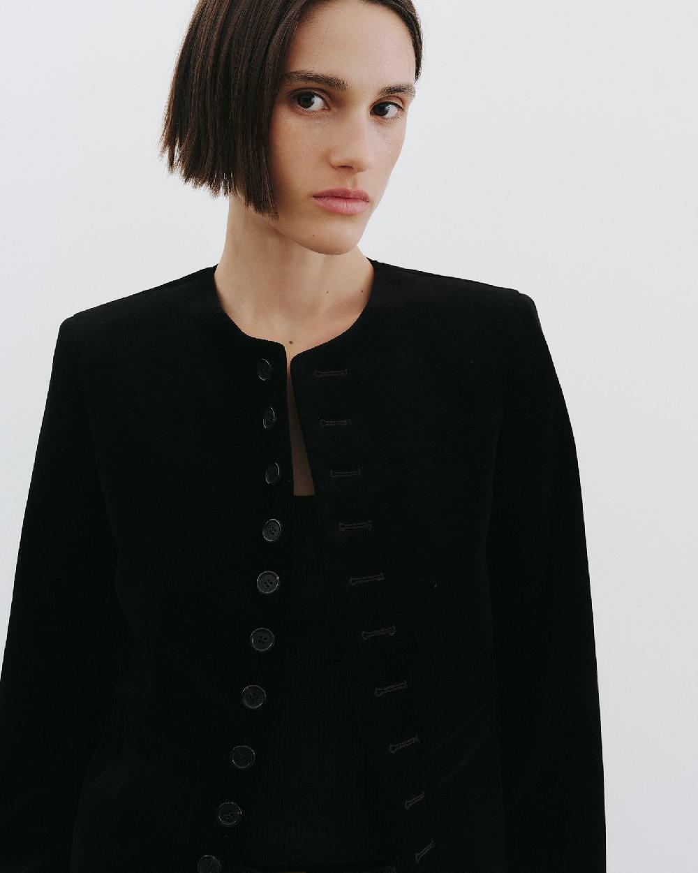 Nili Lotan PATTI VELVET SHORT JACKET BLACK