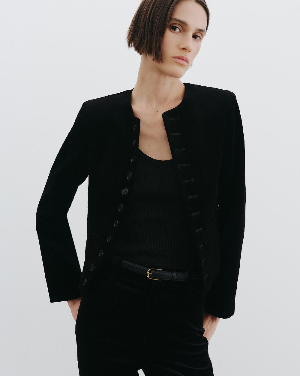 Nili Lotan PATTI VELVET SHORT JACKET BLACK