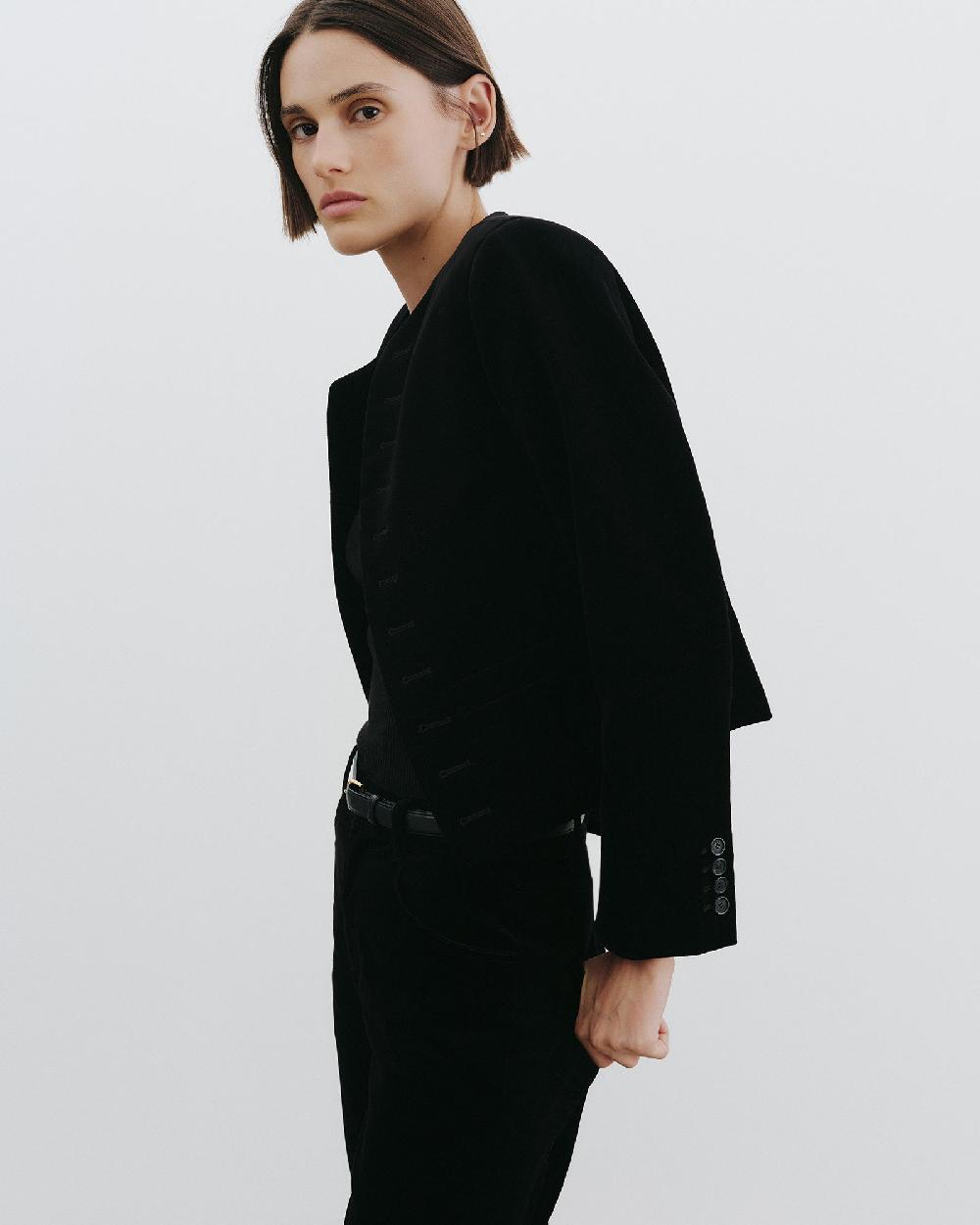 Nili Lotan PATTI VELVET SHORT JACKET BLACK