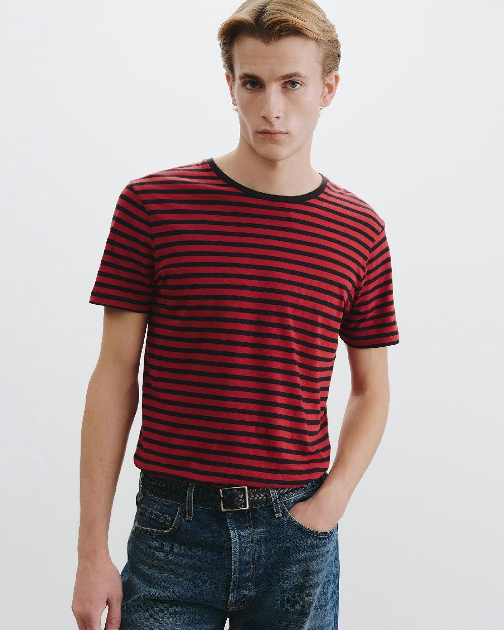 Nili Lotan PIERRE T-SHIRT BLACK/ RED STRIPE