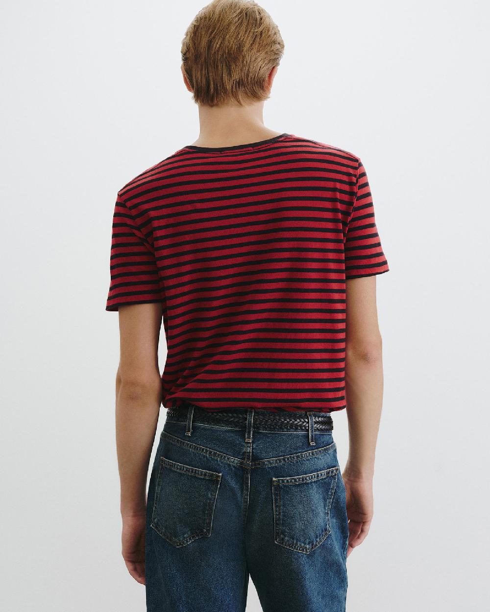 Nili Lotan PIERRE T-SHIRT BLACK/ RED STRIPE