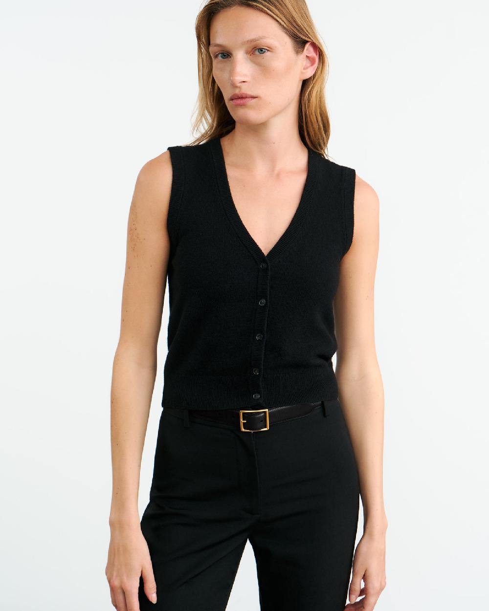 Nili Lotan PORTER CASHMERE VEST BLACK