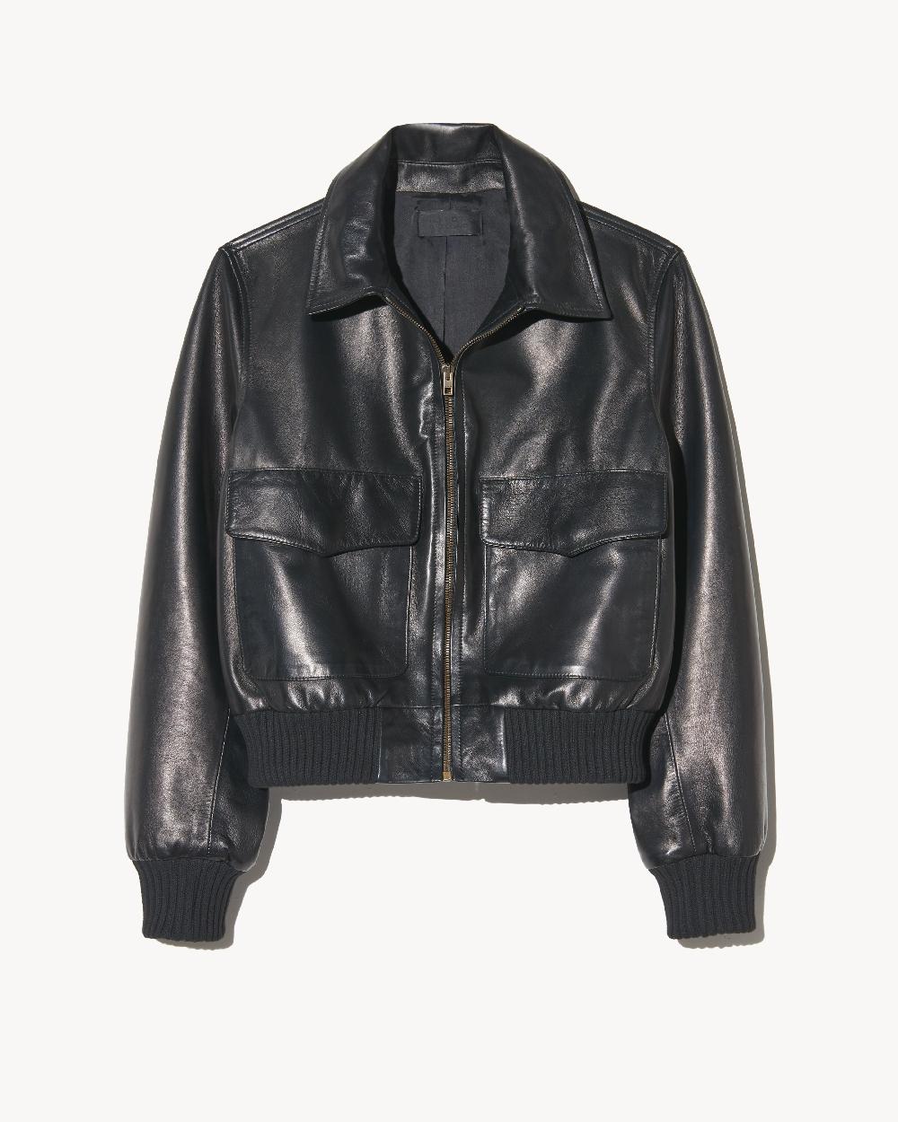 nili lotan REDLEY LEATHER BOMBER JACKET BLACK