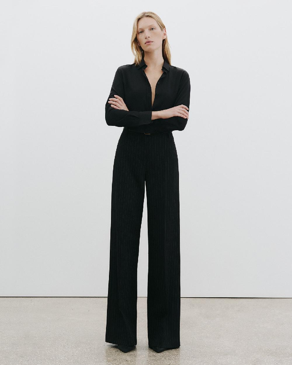 Nili Lotan RIVERS WOOL PANT BLACK PINSTRIPE