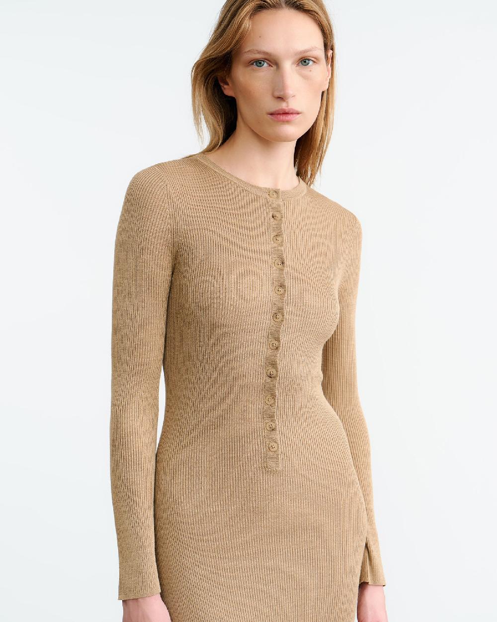 Nili Lotan ROXY SILK KNIT DRESS CAMEL